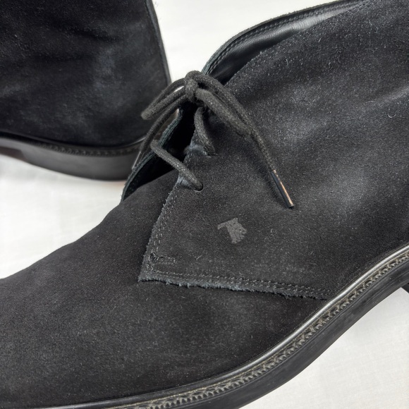 Tod’s Men’s Polacco Gomma Chukka Boots Size UK 11 US 10 Black Lace Up Ankle - Picture 8 of 14